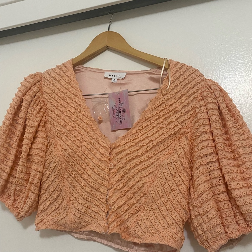 MARBLE Sunset Texture Cropped Top - Picture 2 of 5
